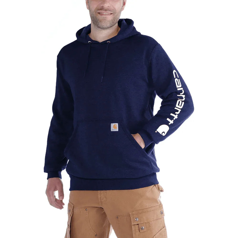 Carhartt K288 Loose Fit Midweight Logo Sleeve Graphic Hoodie NEW NAVY