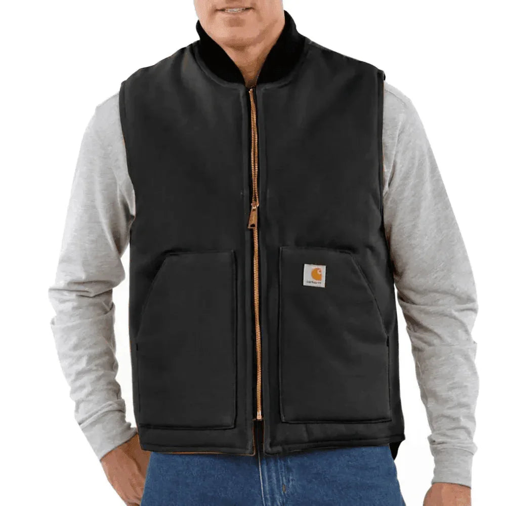 Carhartt V01 Relaxed Fit Firm Duck Insulated Rib Collar Vest Gilet BLACK