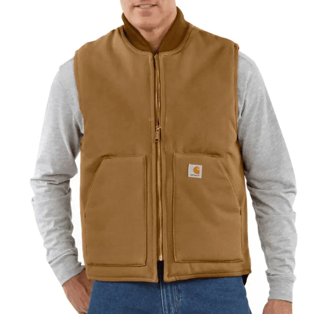 Carhartt V01 Relaxed Fit Firm Duck Insulated Rib Collar Vest Gilet CARHARTT BROWN