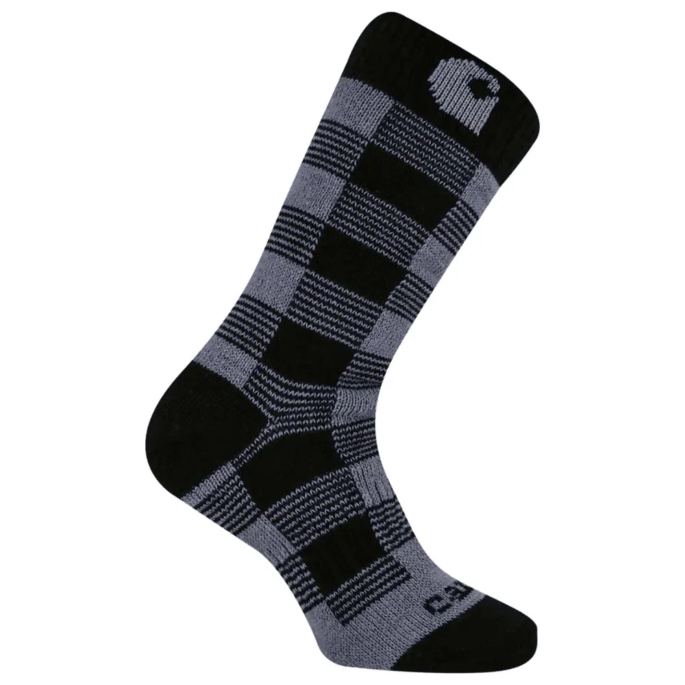 Carhartt WA516 Womens Thermal Plaid Crew Sock BLUE MEDIUM