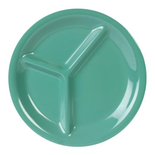 3 Compartment Green Melamine Plates - Pack Of 12 Default Title