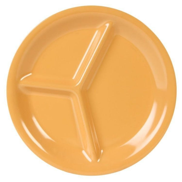 3 Compartment Yellow Melamine Plates - Pack Of 12 Default Title