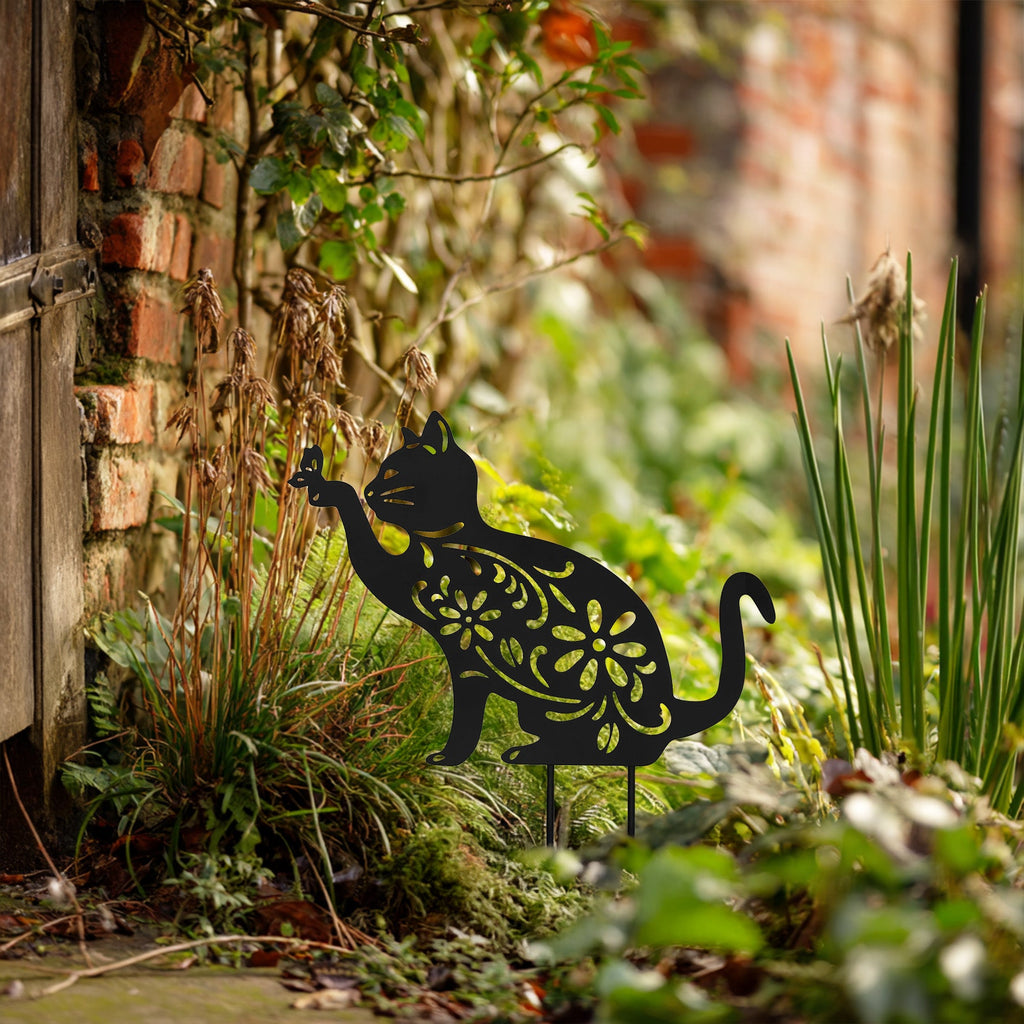 Metal Cat and Dog Silhouette Garden Ornament Cat