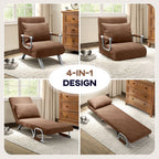 Folding 5 Position Convertible Sleeper Chair Bed - Single
