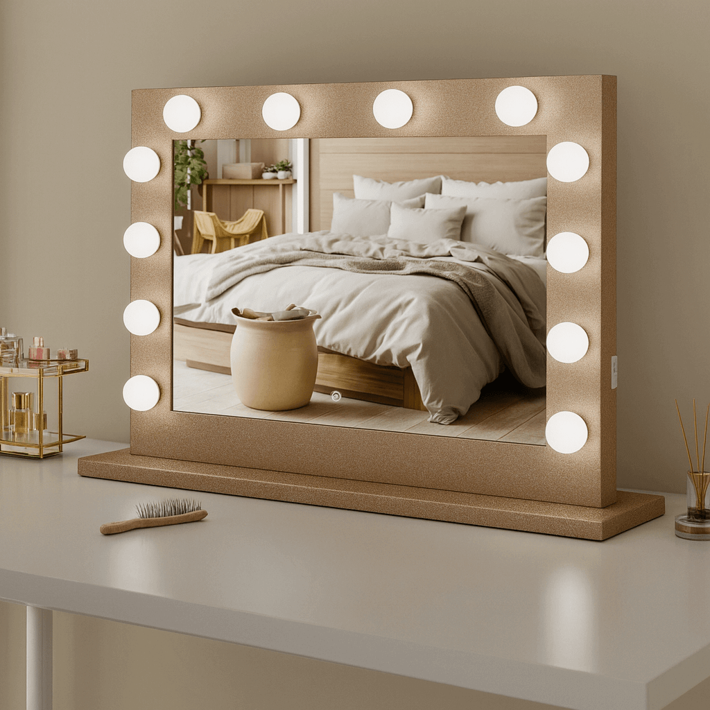 Gold Vanity Face LED Mirror 80 x 60cm