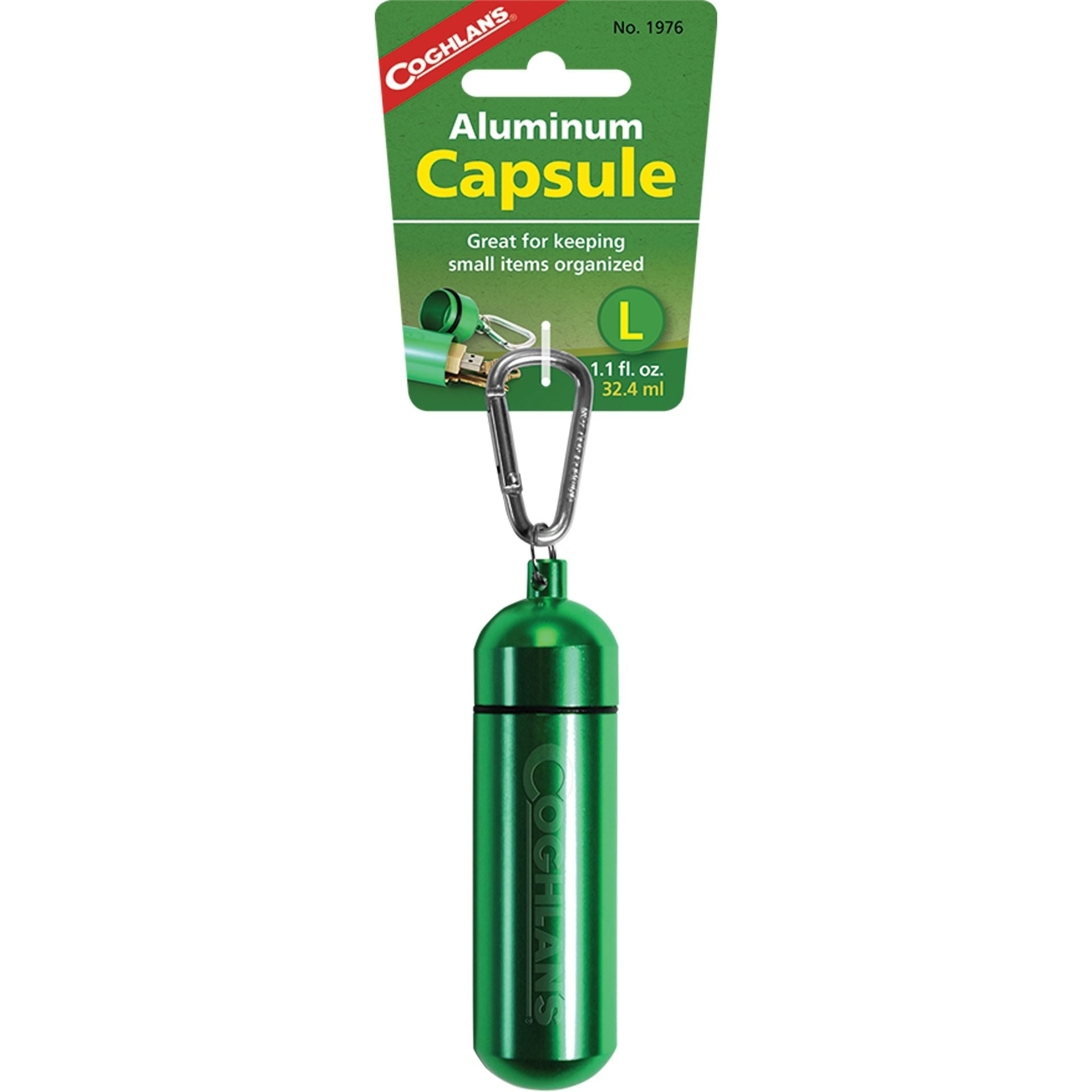 Coghlans Aluminum Capsule with biner (Various Sizes)