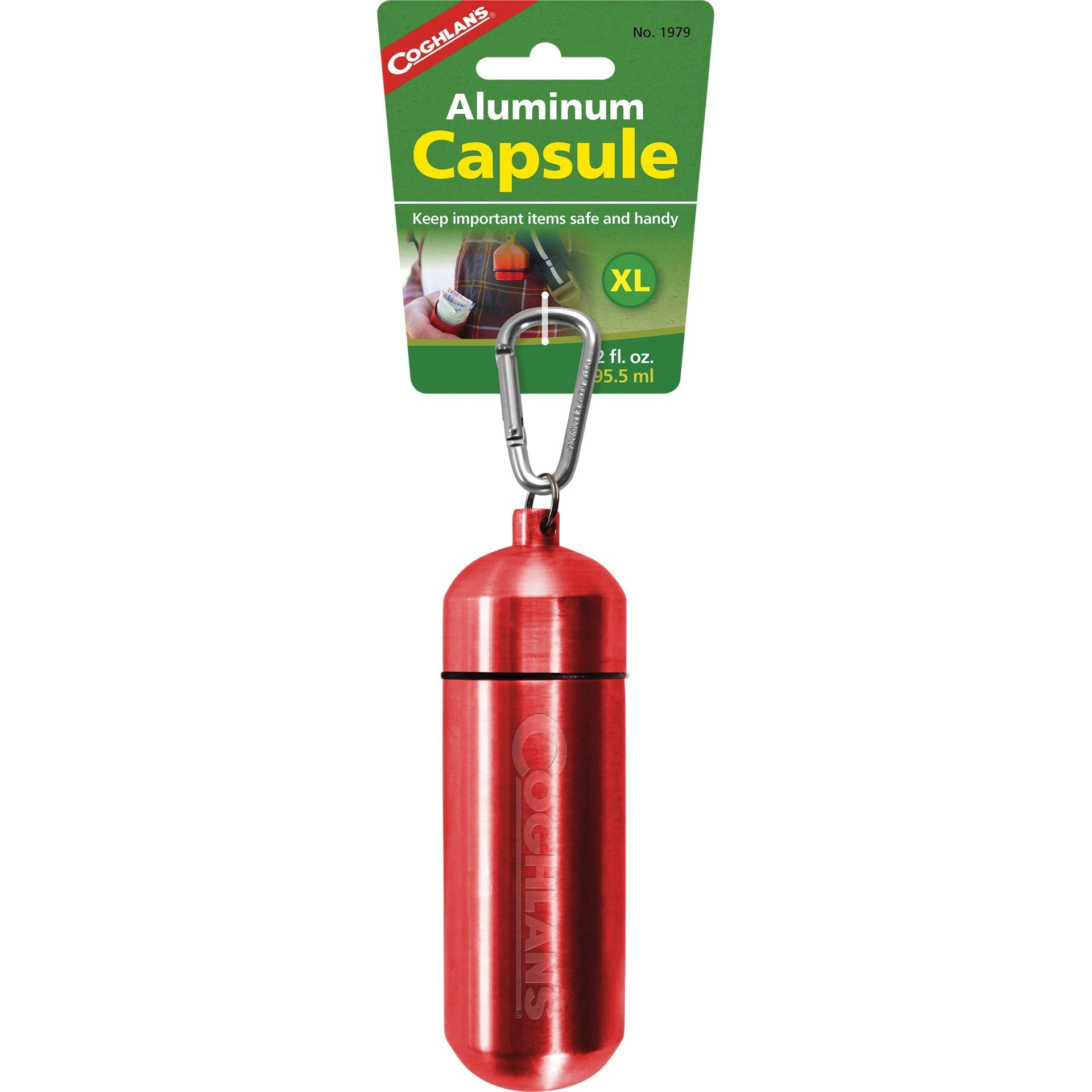Coghlans Aluminum Capsule with biner (Various Sizes)