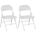 Set of Two Cushioned Steel Folding Chairs - White White