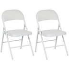 Set of Two Cushioned Steel Folding Chairs - White White