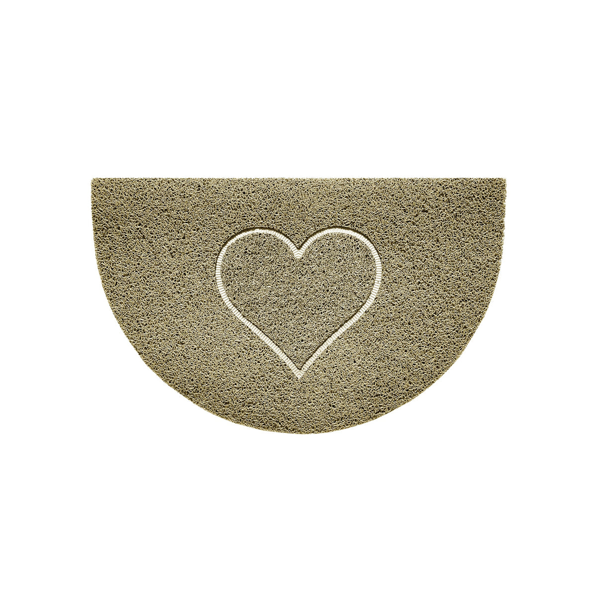 Heart Embossed Halfmoon Indoor/Sheltered Outdoor Spaghetti Doormat Beige