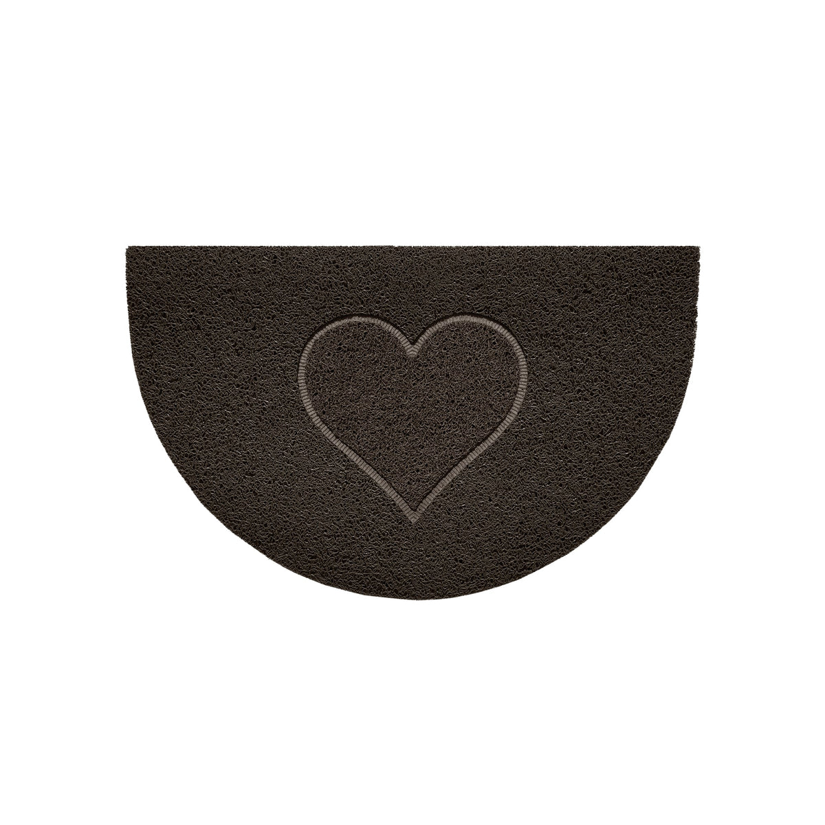 Heart Embossed Halfmoon Indoor/Sheltered Outdoor Spaghetti Doormat Brown