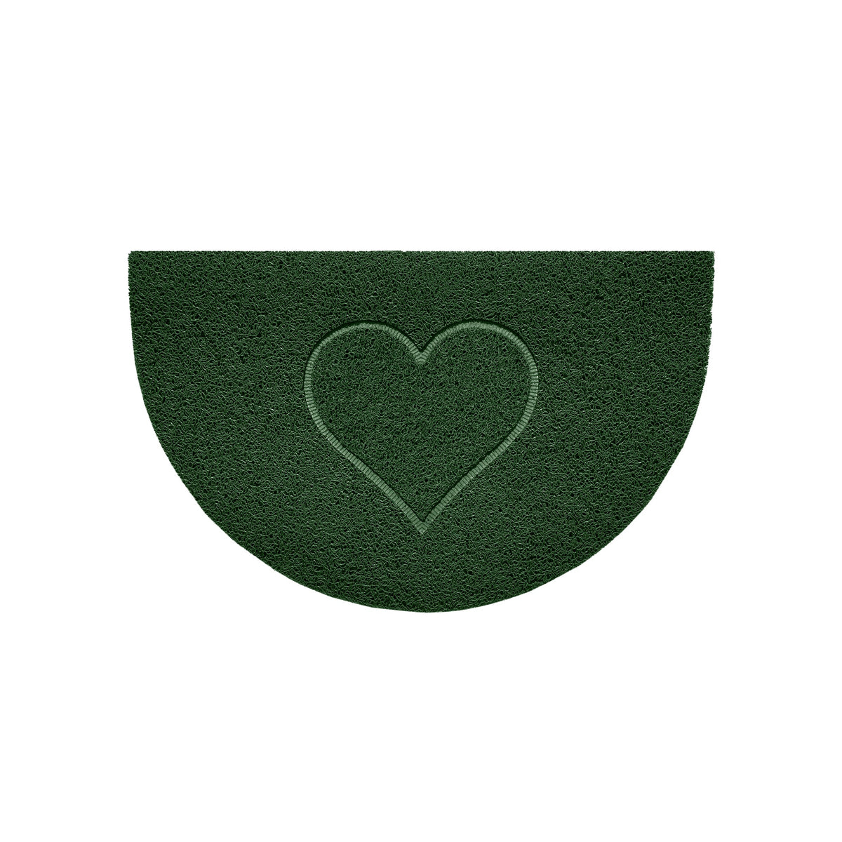 Heart Embossed Halfmoon Indoor/Sheltered Outdoor Spaghetti Doormat Green