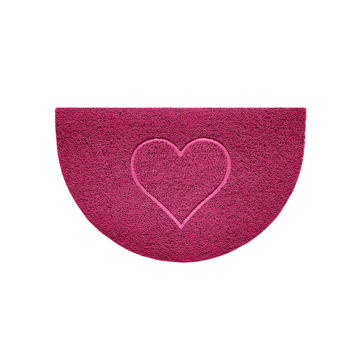Heart Embossed Halfmoon Indoor/Sheltered Outdoor Spaghetti Doormat Pink
