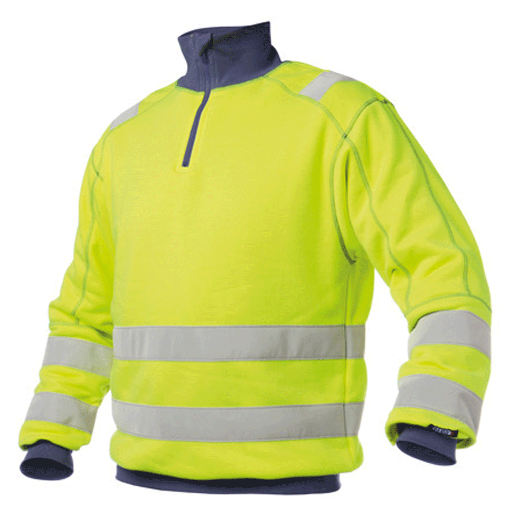 DASSY Denver 300376 1/4 Zip Hi-Vis Work Sweatshirt Various Colours FLUO YELLOW NAVY