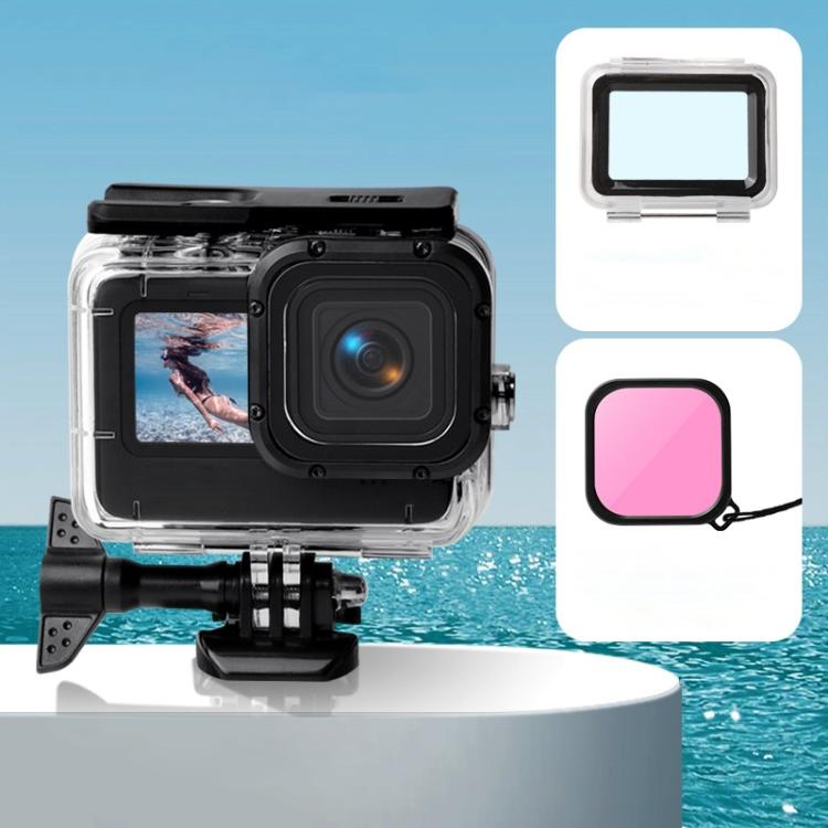 Waterproof Case + Touch Back Cover + Color Lens Filter for GoPro HERO10 Black / HERO9 Black, Case + Touch Cover + Pink Filter for GoPro9, Case + Touch Cover + Purple Filter for GoPro9, Case + Touch Cover + Red Filter for GoPro9 – Waterproof Case + Touch Cover + Pink Filter for GoPro9 Pink