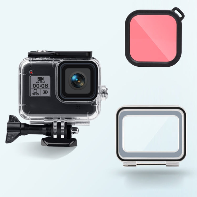 45m Waterproof Case + Touch Back Cover + Color Lens Filter for GoPro HERO8 Black, Case + Touch Cover + Pink Filter for GoPro8, Case + Touch Cover + Purple Filter for GoPro8, Case + Touch Cover + Red Filter for GoPro8 – Waterproof