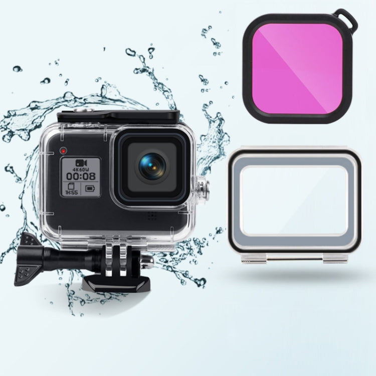 45m Waterproof Case + Touch Back Cover + Color Lens Filter for GoPro HERO8 Black, Case + Touch Cover + Pink Filter for GoPro8, Case + Touch Cover + Purple Filter for GoPro8, Case + Touch Cover + Red Filter for GoPro8 – Waterproof Case + Touch Cover + Purple Filter for GoPro8 Purple