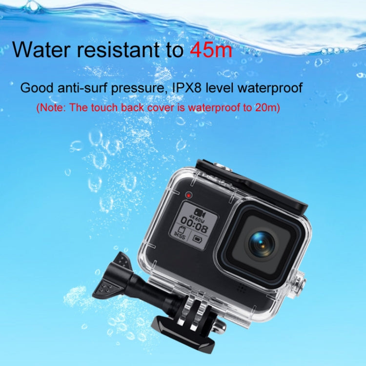 45m Waterproof Case + Touch Back Cover + Color Lens Filter for GoPro HERO8 Black, Case + Touch Cover + Pink Filter for GoPro8, Case + Touch Cover + Purple Filter for GoPro8, Case + Touch Cover + Red Filter for GoPro8 – Waterproof