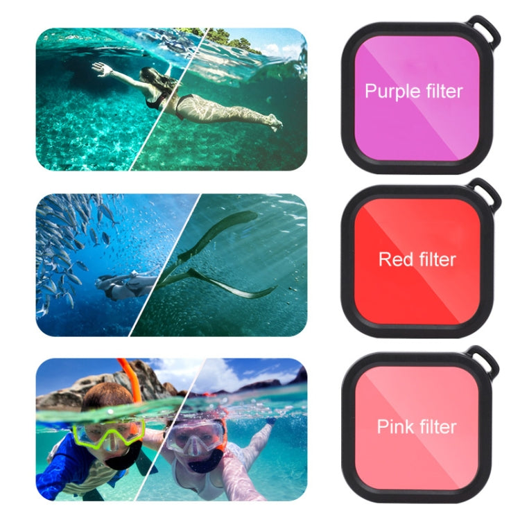 45m Waterproof Case + Touch Back Cover + Color Lens Filter for GoPro HERO8 Black, Case + Touch Cover + Pink Filter for GoPro8, Case + Touch Cover + Purple Filter for GoPro8, Case + Touch Cover + Red Filter for GoPro8 – Waterproof