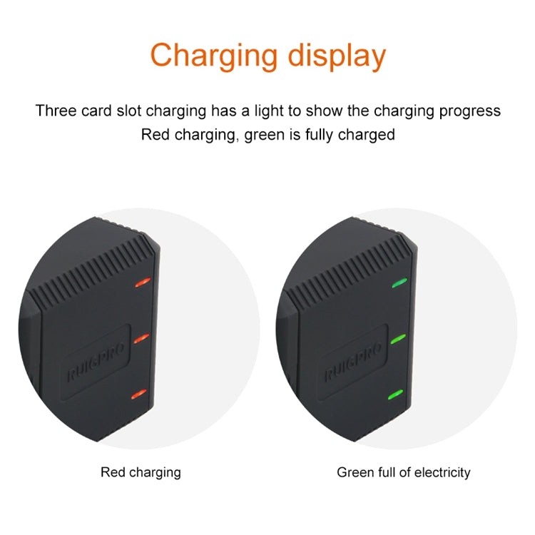 RUIGPRO USB Triple Batteries Housing Charger Box with USB Cable & LED Indicator Light for GoPro HERO6 /5 – Durable Build, Easy to Use