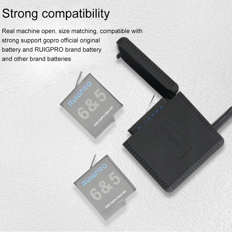 RUIGPRO USB Triple Batteries Housing Charger Box with USB Cable & LED Indicator Light for GoPro HERO6 /5 – Durable Build, Easy to Use