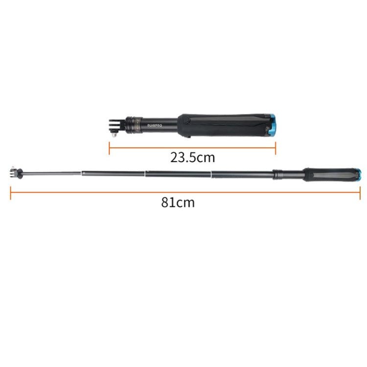 Portable Foldable Tripod Holder Selfie Monopod Stick for GoPro, Insta360, DJI and Other Action Cameras, Length: 23.5-81cm, RUIGPRO – Aluminum Alloy
