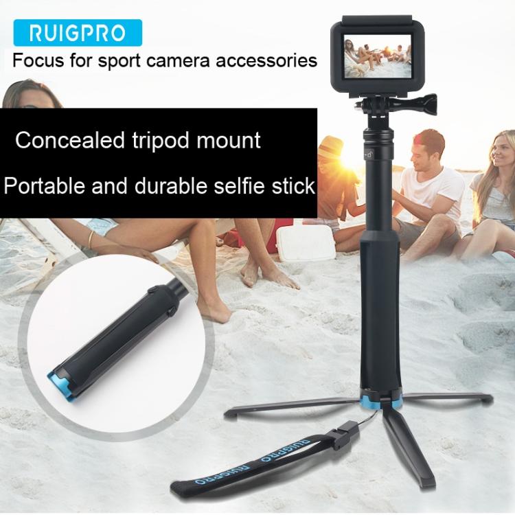 Portable Foldable Tripod Holder Selfie Monopod Stick for GoPro, Insta360, DJI and Other Action Cameras, Length: 23.5-81cm, RUIGPRO – Aluminum Alloy