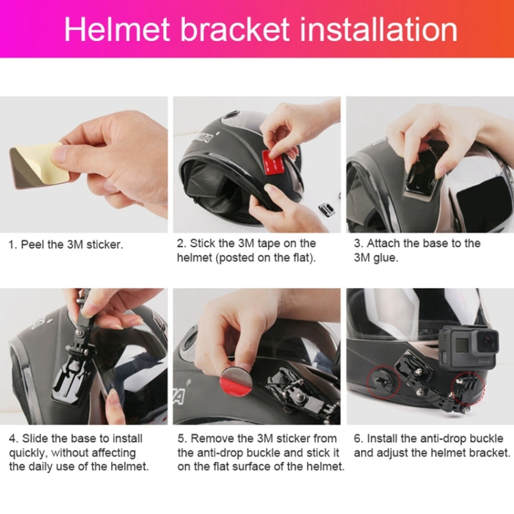 Cycling Helmet Adhesive Multi-Joint Arm Fixed Mount Set with J-Hook Buckle Mount & Screw for GoPro, Insta360, DJI and Other Action Cameras, Cycling Helmet Kit – Durable Build, Easy to Use