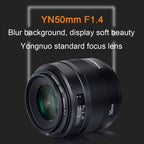 YONGNUO YN50MM F1.4C F1.4 Lens Large Aperture Auto Focus Lens for Canon, YN50mm F1.4C