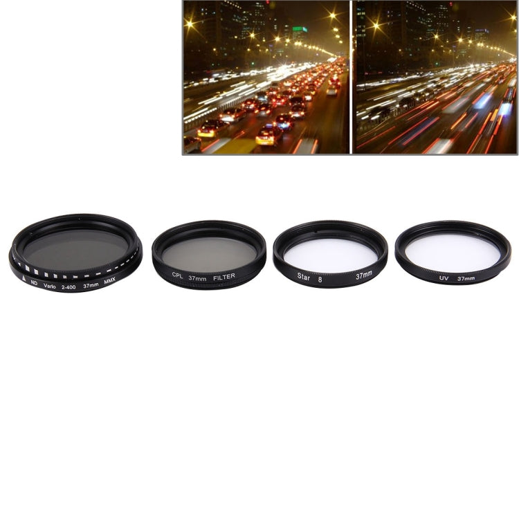 JUNESTAR 4 in 1 Proffesional 37mm Lens Filter(CPL + UV + ND2-400 + Star 8) for GoPro & Xiaomi Xiaoyi Yi Sport Action Camera, 4 in 1 37mm Lens – Durable Build, Easy to Use