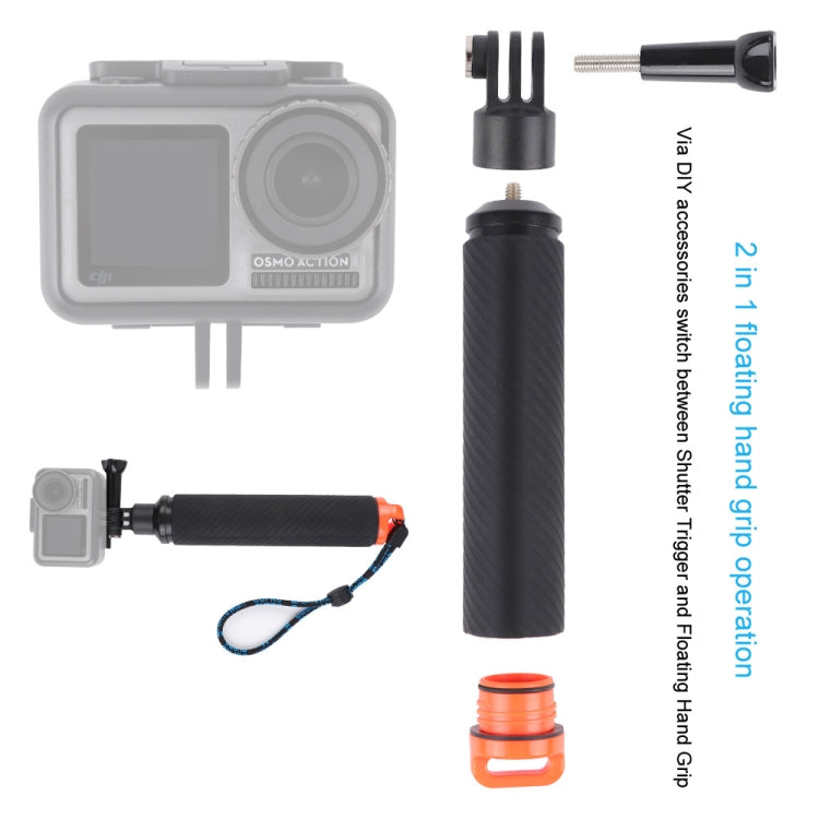 Shutter Trigger + Floating Hand Grip Diving Buoyancy Stick with Adjustable Anti-lost Strap & Screw & Wrench for DJI Osmo Action, Shutter Trigger+Hand Grip – Waterproof