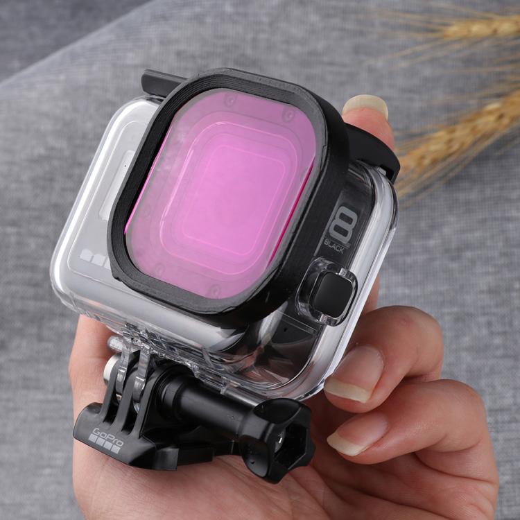 Pink Purple Red 3 Color Square Housing Diving Lens Filter Kits for GoPro HERO8 Black Original Waterproof Housing, 3 Color – Waterproof