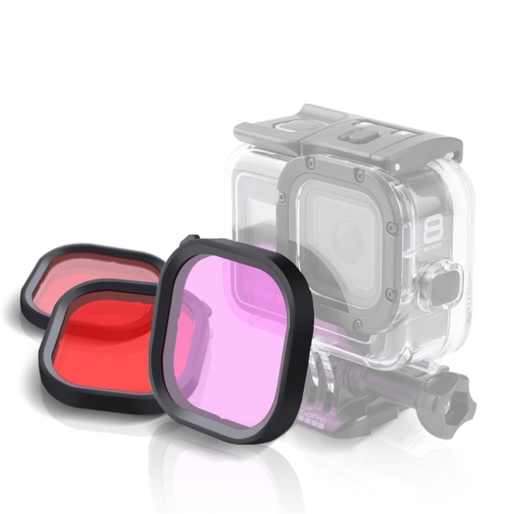 Pink Purple Red 3 Color Square Housing Diving Lens Filter Kits for GoPro HERO8 Black Original Waterproof Housing, 3 Color – Waterproof 3 Color