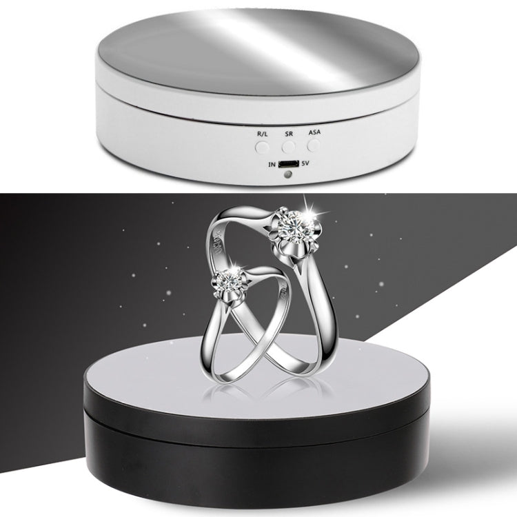 13.8cm Mirror Style USB Charging Smart 360 Degree Rotating Turntable Display Stand Video Shooting Props Turntable for Photography, Load 3kg, 13.8cm Mirror/Powered by USB(W) 13.8cm Mirror Powered by USB(W)