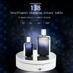 13.8cm Mirror Style USB Charging Smart 360 Degree Rotating Turntable Display Stand Video Shooting Props Turntable for Photography, Load 3kg, 13.8cm Mirror/Powered by USB(W)