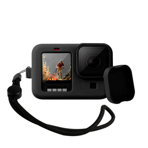 / HERO9 Black Silicone Protective Case Cover with Wrist Strap & Lens Cover – Durable Build, Easy to Use, For GoPro HERO10 Black