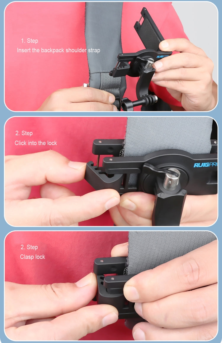 RUIGPRO 360 Degree Rotating Quick Release Strap Mount Shoulder Backpack Mount for GoPro, Insta360, DJI and Other Action Cameras – Durable Build, Easy to Use