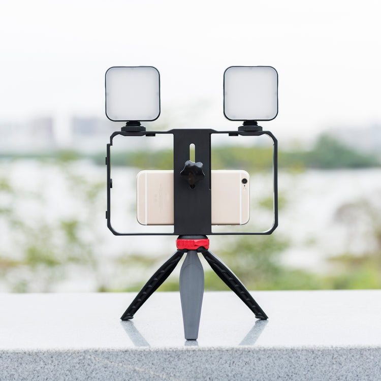 YELANGU PC203 YLG1801C Vlogging Live Broadcast LED Selfie Light Smartphone Video Rig Handle Stabilizer Plastic Bracket Tripod Kits, PC203 – Durable Build, Easy to Use