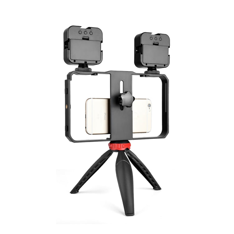 YELANGU PC203 YLG1801C Vlogging Live Broadcast LED Selfie Light Smartphone Video Rig Handle Stabilizer Plastic Bracket Tripod Kits, PC203 – Durable Build, Easy to Use