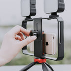 YELANGU PC203 YLG1801C Vlogging Live Broadcast LED Selfie Light Smartphone Video Rig Handle Stabilizer Plastic Bracket Tripod Kits, PC203 – Durable Build, Easy to Use