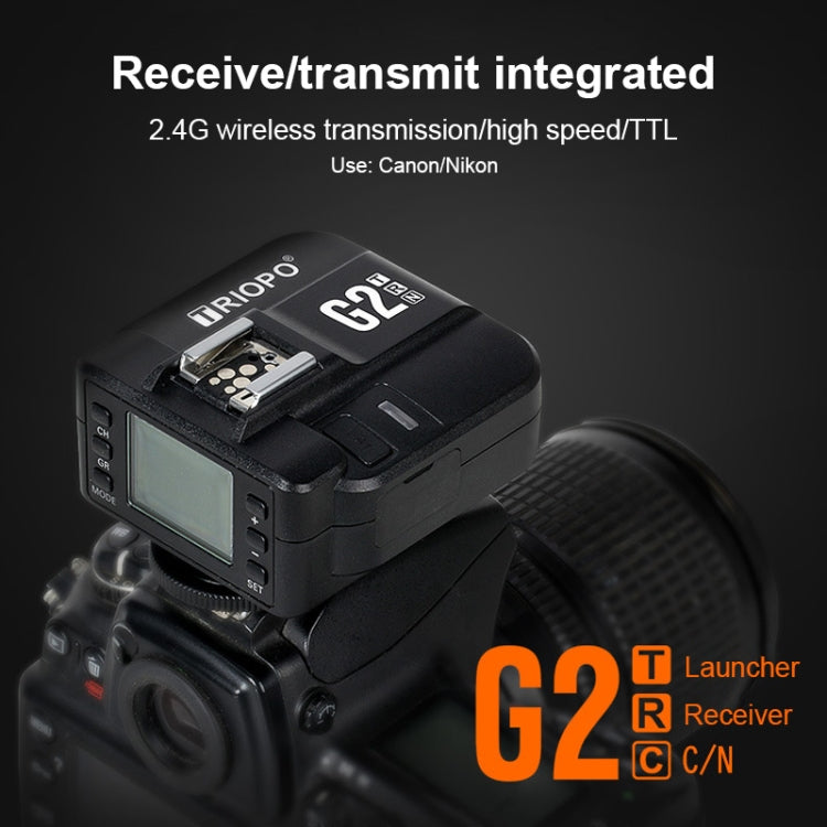 TRIOPO G2 Wireless Flash Trigger 2.4G Receiving / Transmitting Dual Purpose TTL High-speed Trigger for Nikon Camera, G2 For Nikon Camera