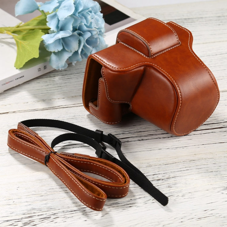 PU Leather Camera Full Body Case Bag with Strap for FUJIFILM X-T200 (15-45mm Lens), For FUJI X-T200 For FUJI X-T200 Brown
