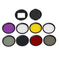 For GoPro HERO5 Sport Action Camera Proffesional 52mm Lens Filter(CPL + UV + ND8 + ND2 + Star 8 + Red + Yellow + FLD / Purple) & Waterproof Housing Case Adapter Ring, 10 in 1 – Waterproof