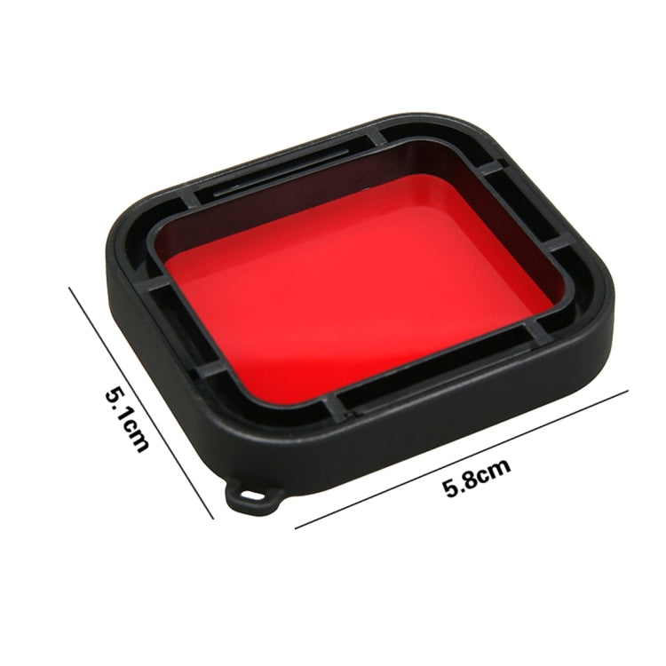 For GoPro HERO5 30m Waterproof PC & ABS Housing Protective Case + Camera Lens Red Quadrate Filter with Buckle Basic Mount & Long Screw & Anti-lost Hand Strap, Protective Case + Filter – Waterproof