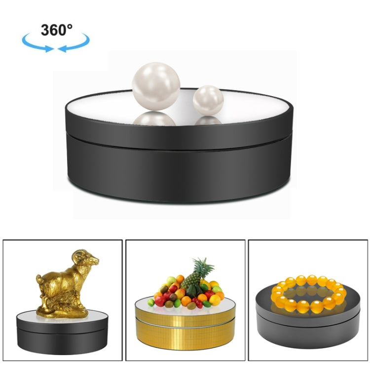 12cm 360 Degree Rotating Turntable Mirror Electric Display Stand Video Shooting Props Turntable, Load: 3kg, 12cm Mirror Black, 12cm Mirror White 12cm Mirror Black Black