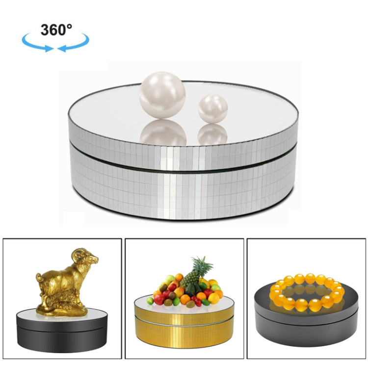 12cm 360 Degree Rotating Turntable Mirror Electric Display Stand Video Shooting Props Turntable, Load: 3kg, 12cm Mirror Sequins Gold, 12cm Mirror Sequins Silver – Durable Build, Easy to Use 12cm Mirror Sequins Silver Silver