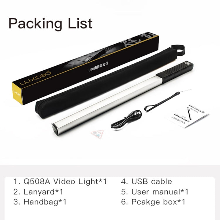 LUXCeO Q508A 8 Color Photo LED Stick Video Light Waterproof Handheld LED Fill Light Flash Lighting Lamp with Remote Control, Q508A