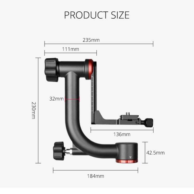 YELANGU A201 360 Degree Horizontal Gimbal Tripod Head for DV and SLR Cameras, A201
