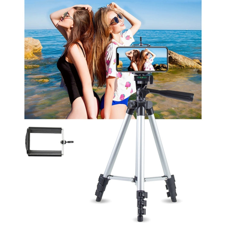 Live Broadcast Tripod 4-Section Folding Legs Aluminum Alloy Tripod Mount with U-Shape Three-Dimensional Tripod Head for DSLR & Digital Camera, Adjustable Height: 35-106cm, 3110 Silver 3110 Silver