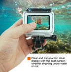 45m Waterproof Housing Protective Case + Touch Screen Back Cover for GoPro NEW HERO /HERO6 /5, with Buckle Basic Mount & Screw, No Need to Remove Lens, Touch Screen (Transparent) – Waterproof